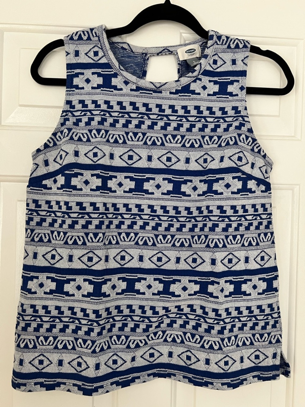 Old Navy Blue and White Aztec Knit Top